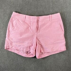 J.Crew Womens Pink Oxford Cotton Chino Shorts Mid Rise Size 4 Style A1544